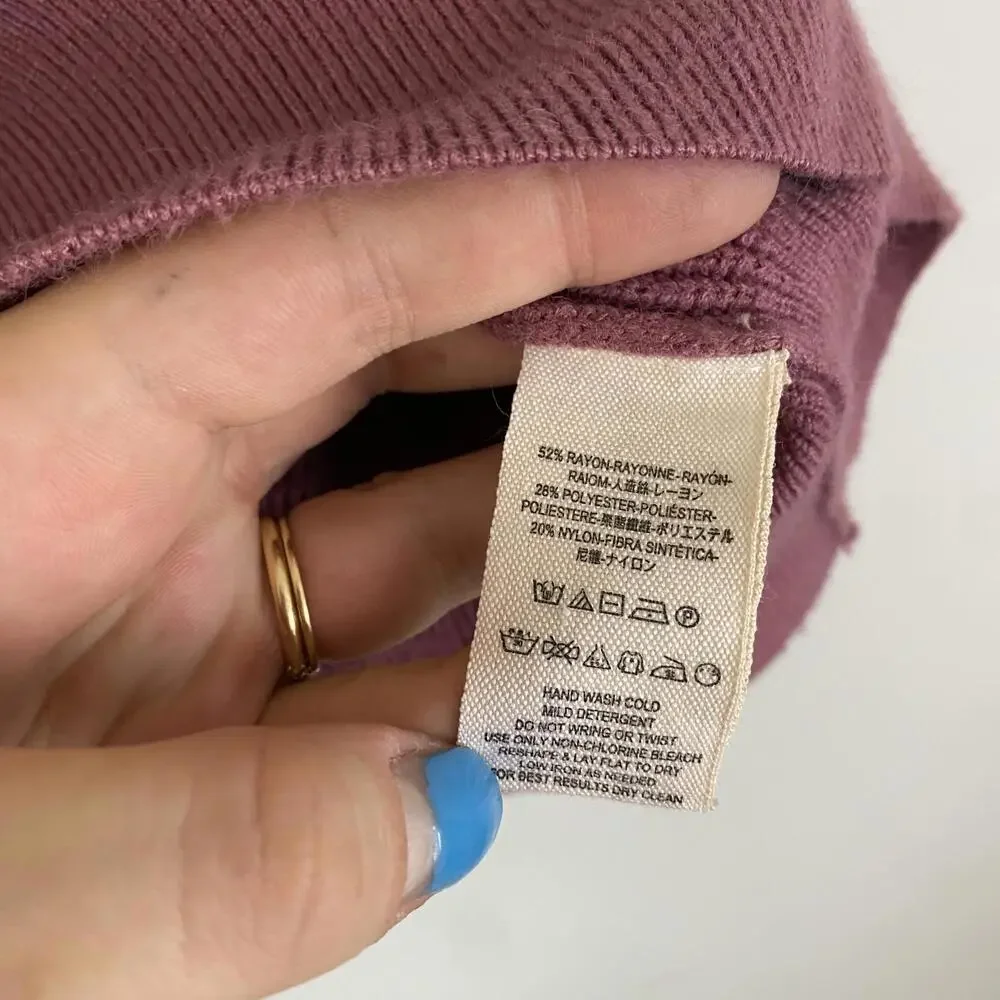 FREE PEOPLE mauve pink ribbed balloon sleeve sweater sz xs